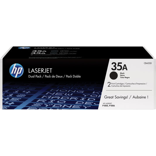 HP 35A 2-pack Black Original LaserJet Toner Cartridges Page Yield 1500 CB435AD