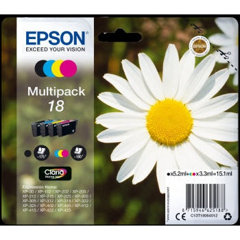 Epson Original T18 Multipack Inkjet Cartridges B/C/M/Y Daisy