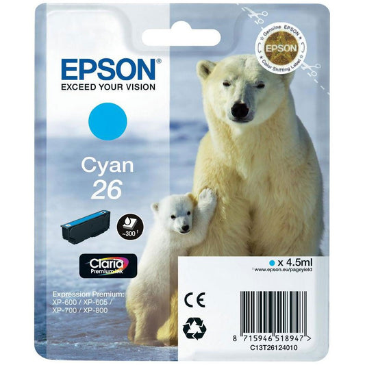 Epson Original T26 Cyan Claria Inkjet Cartridge Polar Bear