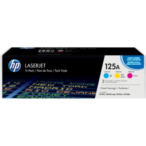 HP 125A 3-pack Cyan/Magenta/Yellow Original LaserJet Toner Cartridges - CF373AM