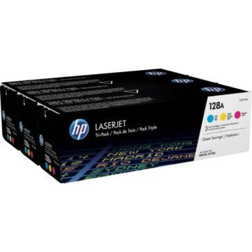 HP 128A 3-pack Cyan/Magenta/Yellow Original LaserJet Toner Cartridges -CF371AM