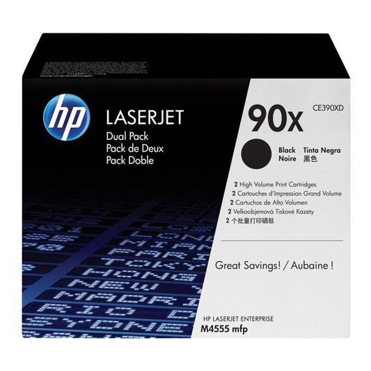 HP 90X 2-pack High Yield Black Original LaserJet Toner Cartridges Page Yield 24K CE390XD