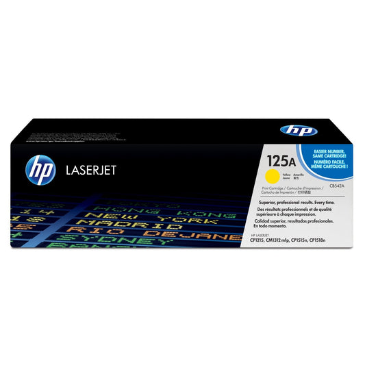 HP 125A Yellow Original LaserJet Toner Cartridge Page Yield 1400 P/N CB542A