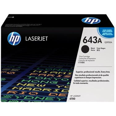 HP 643A Black Original LaserJet Toner Cartridge Page Yield 11K Q5950A