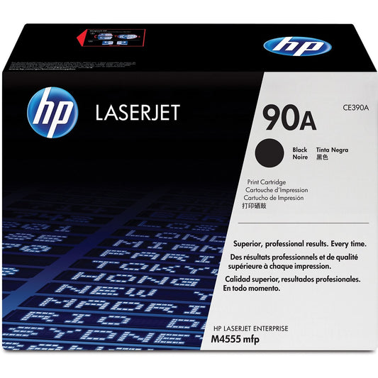 HP 90A Black Original LaserJet Toner Cartridge Page Yield 10K CE390A