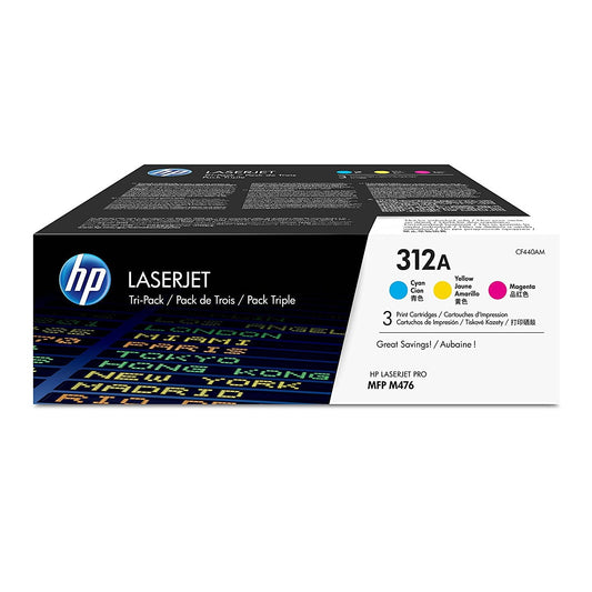 HP 312A 3-pack Cyan/Magenta/Yellow Original LaserJet Toner Cartridges - CF440AM