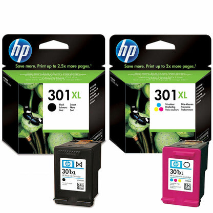 HP 301XL High Yield 2-pack Black/Tri-colour Original Ink Cartridges - CH563EE CH564EE