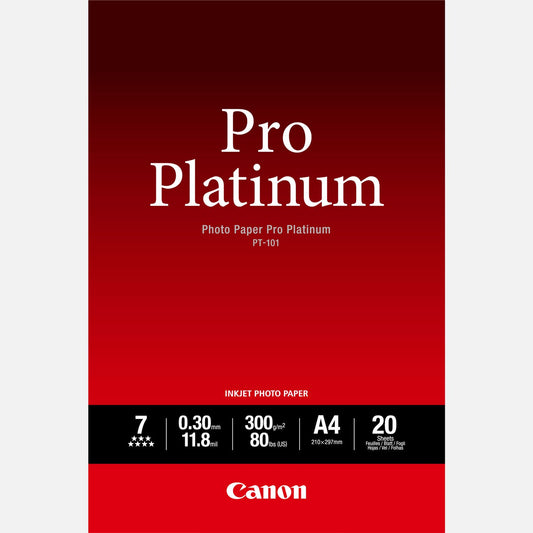 Canon PT-101 Pro Platinum Photo Paper A4 - 20 Sheets - 2768B016