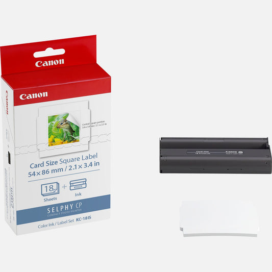 Canon KC-18IS Colour Ink + Paper Set Credit Card Size – 18 Square Stickers