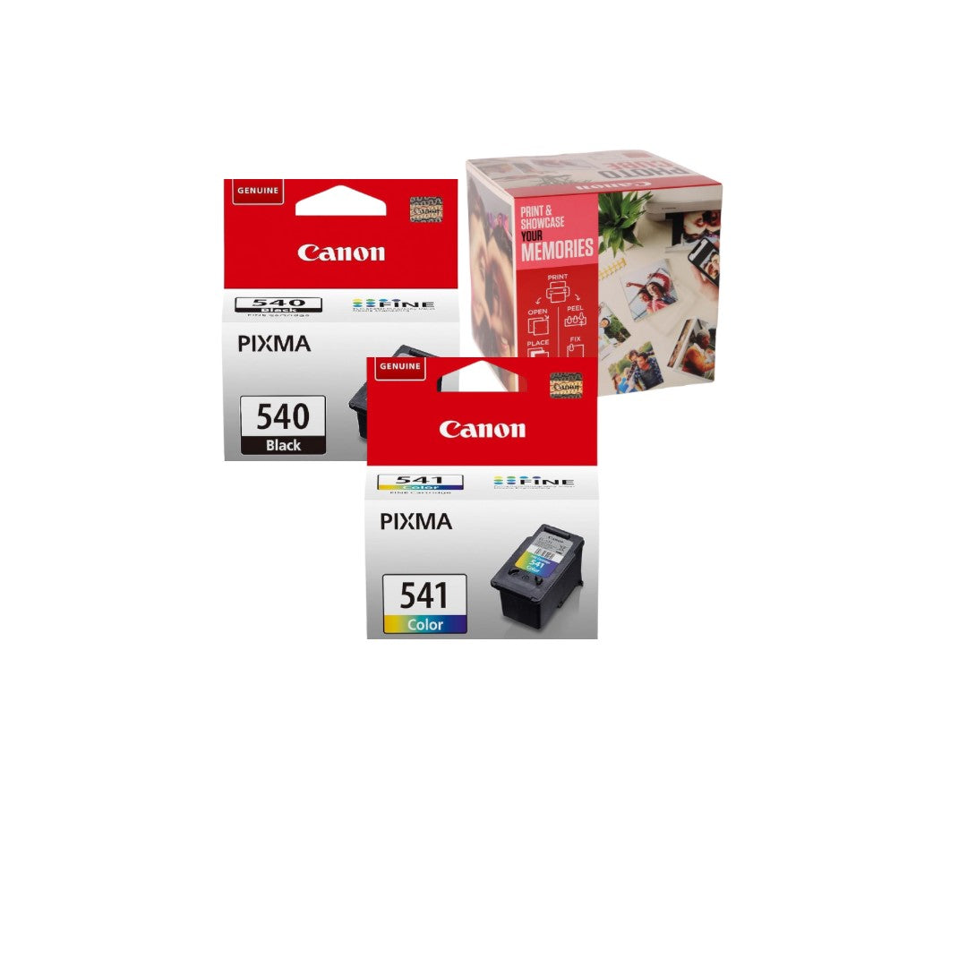 Canon PG-540 / CL-541 Ink Cartridges with Photocube Pink Bundle