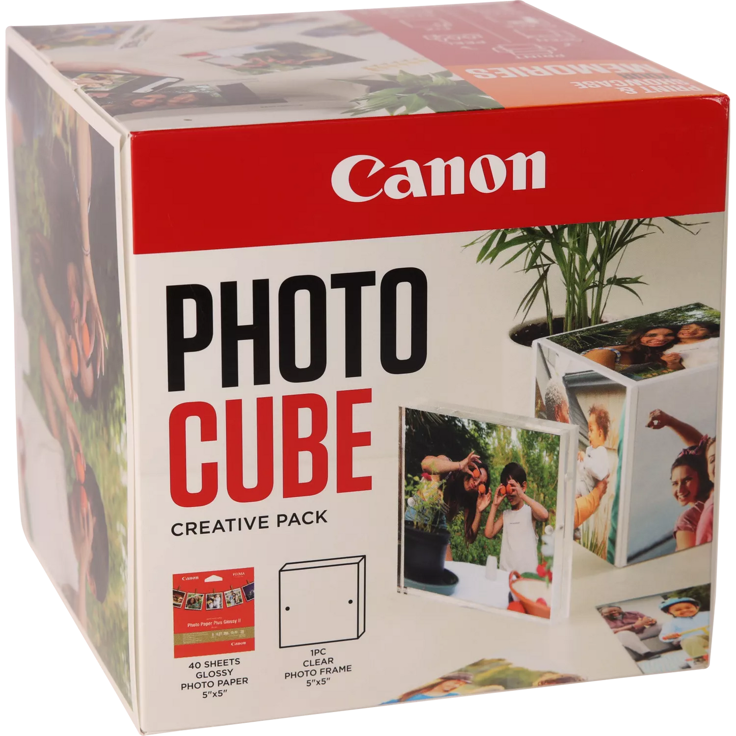 Canon Photo Cube and Frame + PP-201 5x5” Photo Paper Plus Glossy II 40 sheets - Orange