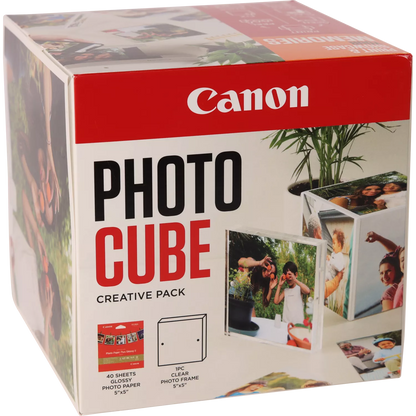 Canon Photo Cube and Frame + PP-201 5x5” Photo Paper Plus Glossy II 40 sheets - Orange